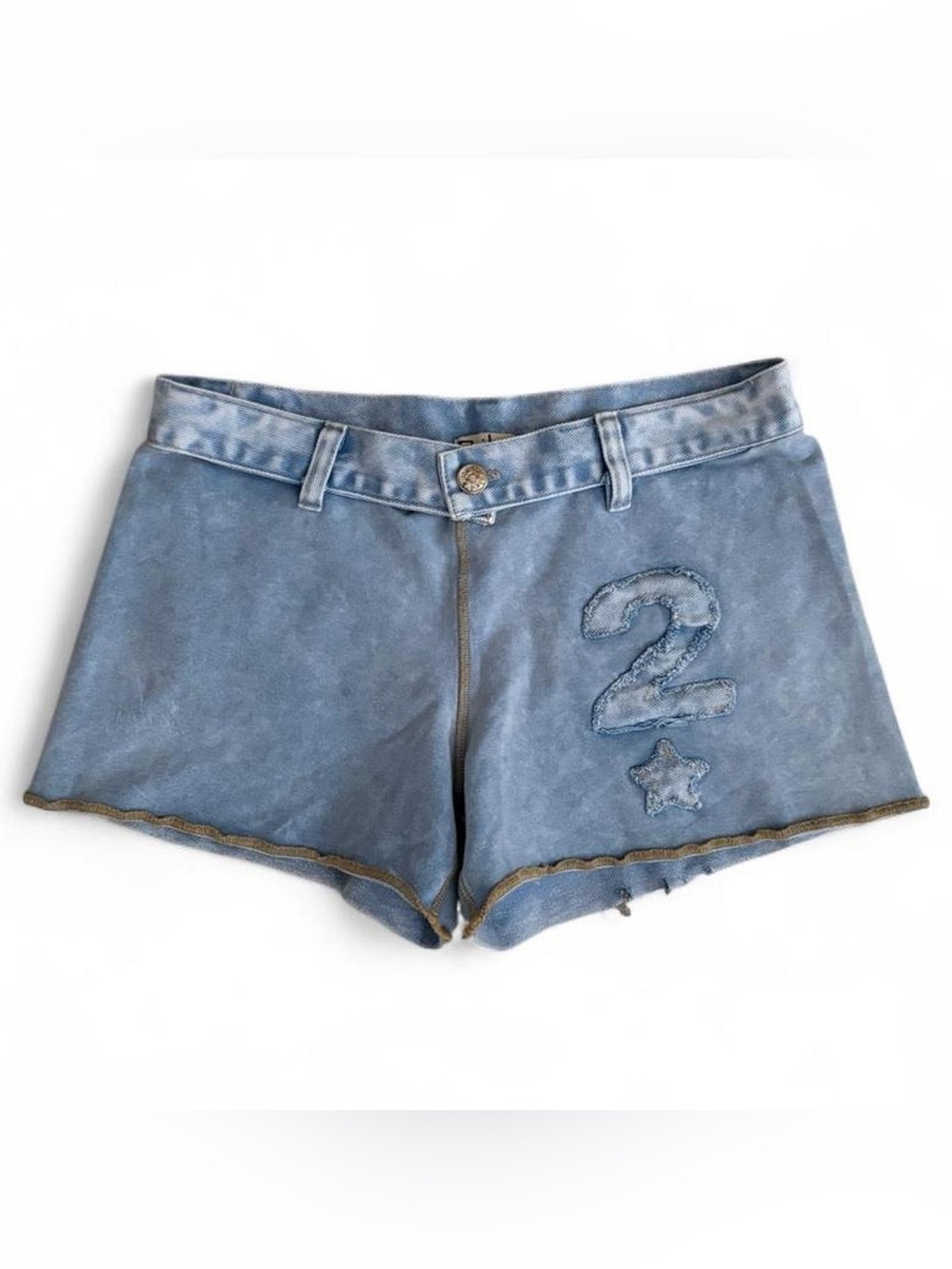 Y2K vintage Riley blue acid wash terry and denim shorts